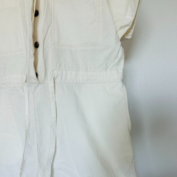 H&M Short Sleeve Collared Shorts White Romper - Picture 5 of 6